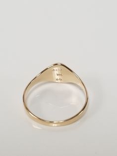 "Thanks for shopping our vintage estate store. We tend to sell well below wholesale and truly hope you enjoy all of our items. Many of the items are one of a kind, so please enjoy scrolling through the pictures and hopefully something will catch your eye. Black spots are from the camera. Estate 14k yellow gold monogram letter B Infant baby or midi ring. Ring size: 1 Setting: 1/4\" 6.5mm Band width: 1.5mm Weight: .72 gram Beautiful ring, just waiting for someone to wear it. Marked 14k." Oval Antique Signet Ring As Gift, Antique Oval Signet Ring For Gift, Gold Oval Signet Ring With Engraving Option, Classic Gold Engraved Oval Ring, Classic Gold Signet Ring With Hallmarks, Classic Yellow Gold Engraved Ring With Hallmarks, Classic Gold Signet Ring, Classic Engraved Yellow Gold Ring With Hallmarks, Everyday Oval Initial Ring Stamped 14k