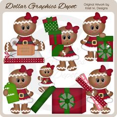 christmas teddy bear clipart with presents and gifts in red, white and green colors