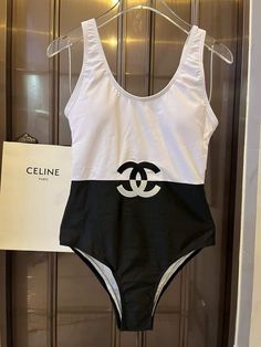 Chanel Swimsuit, Black And White One Piece, White One Piece, Cc Logo, One Piece Swimsuit, Two Tone, Chanel, One Piece, Things To Come