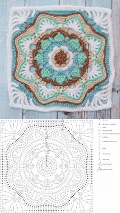 the crochet pattern is shown in two different colors