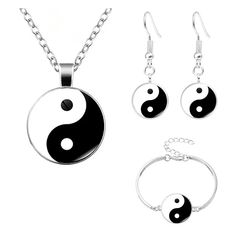 PRICES MAY VARY. 4 PCS Charm Jewelry: One order you will get 4 PCS jewelry, necklace, bangle, a pair of earrings. Yin Yang: The yin-yang philosophy says that the universe is composed of competing and complementary forces of dark and light, sun and moon, male and female. Great Gift: Gift for mom on Mother's Day, your daughter for Christmas or best friend on birthday. Good Match: The jewelry set is a good choice for party, holiday, travel, and daily life. 100% Satisfaction: If you have any concern Yin And Yang Necklace, Yin Yang Charm, Light Sun, Dark And Light, Yin And Yang, Ying Yang, Sun And Moon, Holiday Travel, Yin Yang