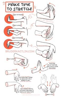 the instructions for how to stretch out your hands and feet in order to make them comfortable