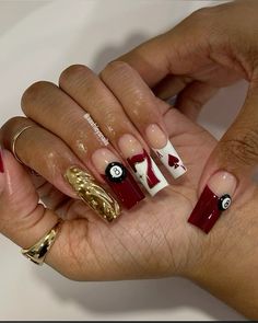 #nails #naildesign Red Nails Inspo, Cherry Red Nails, Ny Nails, Vegas Nails, Bling Acrylic Nails