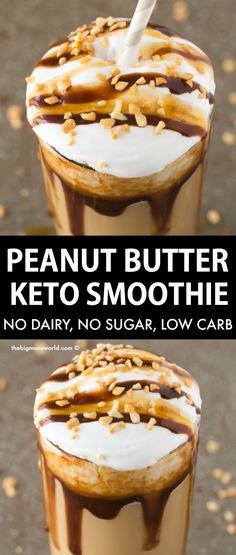 peanut butter keto smoothie with no dairy, no sugar, low carb