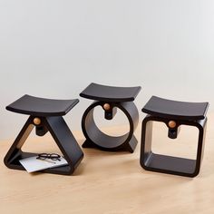 Born in Ethiopia and based in Virginia, designer Jomo Tariku conceived this Dogon Stool as a modern take on small geometric stools found in the African nation of Mali. Growing up in Ethiopia, Tariku was drawn to the eclectic art and furniture pieces that his father collected from all over Africa. Tariku developed his craft during summer breaks at a local furniture builder in the Ethiopian city of Addis Ababa and went on to study industrial design at the University of Kansas.� The Dogon Stool is Wood Milling Machine, African Furniture, Plywood Design, Joinery Design, Danish Modern Furniture, Leather Stool, Double Black, Cnc Wood, Lighting Concepts