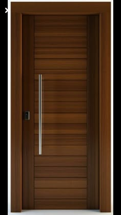 an open wooden door with metal handle on the front and side doors to both sides