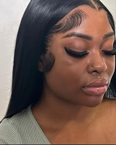 Pinby: aishaa🦋 💞 Jet Black Middle Part, Middle Part Frontal, Wig Installs, Middle Part Wig, Frontal Wig Hairstyles, Straight Weave Hairstyles, Black Ponytail Hairstyles, Cute Box Braids Hairstyles, Protective Hairstyles Braids