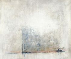 an abstract painting with white and gray colors