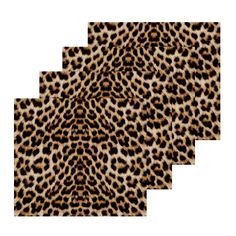 four leopard print placemats on a white background