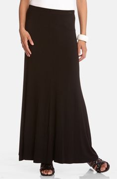 Flared Maxi Skirt,                         Main,                         color, Black Black Maxi Skirt Outfit Ideas, Black Pencil Skirt Outfit Casual, Tshirt Outfit Ideas, Maxi Skirt Outfit Ideas, Black Maxi Skirt Outfit, White Tshirt Outfit, Black Long Skirt, Maxi Skirt Outfit, Skirt Outfit Ideas