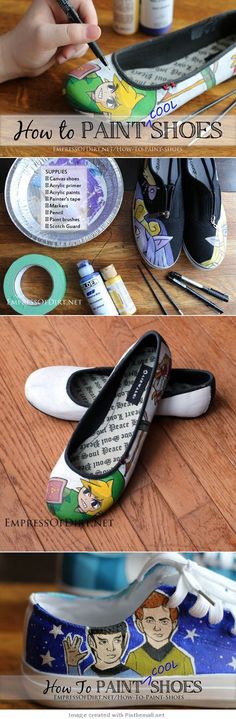 How To Paint Shoes - This tutorial will show you everything you need to know to create your own (very cool!) hand-painted shoes. A few years ago my teenage daughter started customizing canvas shoes (which is now a business venture) and hasn’t turned back. Shoe Upcycle, How To Paint Shoes, Customized Canvas Shoes, Canvas Tutorial, Paint Shoes, Shoe Painting, Painting Shoes, Diy Vetement, Shoe Crafts