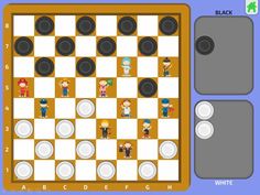 a game board with chess pieces on it and an image of two people in the middle