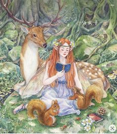 Fae Art, Doodle Characters, Deer Illustration, Fairy Illustration, Tarot Art, Ethereal Art, Dreamy Art