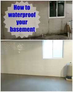 two pictures with the words how to waterproof your basement and an image of a white brick wall