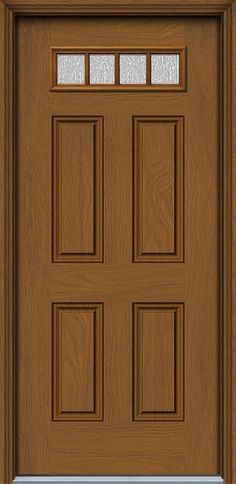 a wooden door with three panes on the front and side panels, all in light wood