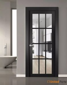 Solid French Interior Door with Clear Glass | Bathroom Bedroom Sturdy Doors | Buy Doors Online Italy Door, European Doors, Black Barn, Glass Doors Interior, Solid Wood Doors, Sliding Door Hardware, Glass Bathroom, Engineered Hardwood Flooring, French Interior