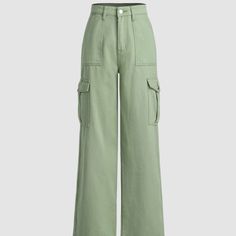 Green Women’s Cargo Pants, Multiple Useable Pockets, Size Large, Never Worn In Excellent Condition! Pants Png, Green Cargo Pants, Halter Tank Top, Green Cargo, Y2k Outfits, Green Pants, Fitted Trousers, Cargo Jeans, Trendy Clothes For Women