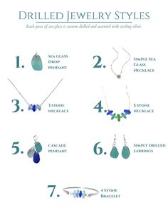 an info sheet showing the different jewelry styles