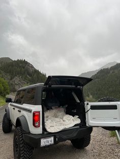 the back end of a pickup truck with its bed open