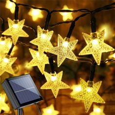 solar powered star string lights with white leds