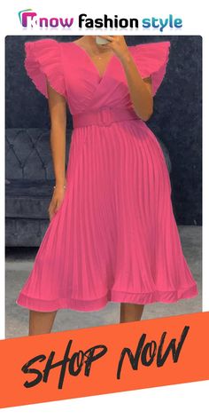 Pink Casual Solid Patchwork Fold V Neck Straight Dresses 2023 Pink, Straight Dress, Wholesale Fashion, Red Formal Dress, Dresses Online, Two Piece Pant Set, Buy Now, Casual Dresses, That Look