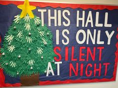 a bulletin board with a christmas tree on it