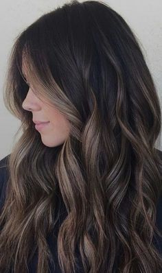 Dark Chocolate Hair Color, Dark Brown Hair Balayage, Dark Chocolate Hair, Hair Color Chocolate, Chocolate Hair, Caramel Highlights