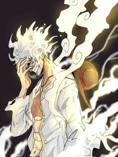 an anime character with white hair talking on a cell phone and holding his head up to his ear