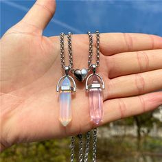 Product information: Style: European and American Material: Agate Type: necklace Style: couple Shape: geometric Chain Style: Clavicle Chain Pendant material: artificial crystal Color: FN0730,FN0731,FN0732,FN0733,FN0734,FN0735 Packing list: Necklace 2pcs *1set قلادات متدلية, Promise Bracelet, Vday Gifts, Magnetic Necklace, Chakra Pendant, Couple Necklaces, Cartoon Quotes, Stone Pendant Necklace, Funny Cartoon