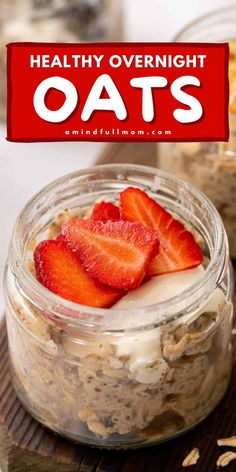 Kickstart your morning with Healthy Overnight Oats, the perfect healthy eating idea. This easy healthy breakfast is make ahead, no cook, and gluten free. Packed with rolled old fashioned oats, chia seeds, flaxseed, and maple syrup for a nutritious morning!