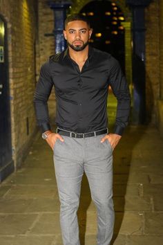 Men Dress Outfits Black, Black And Grey Dress Outfit Men, Mens Fashion Going Out Outfits, Date Night Man Outfit, Men Outfits Dinner Date, Dinner Outfit For Men Classy, Mens Fashion Dinner Date, Men Fashion Date Night, Date Night Outfit Men Black