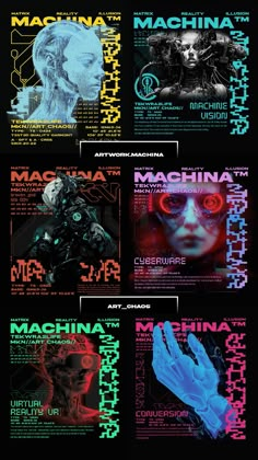 an image of the back side of a poster with different colors and font on it