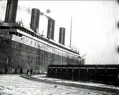 an old black and white photo of a large ship