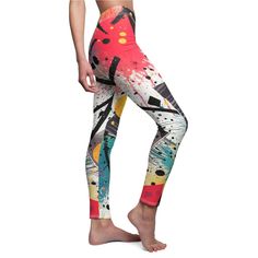 Designer Casual Leggings, Retro 80's Pattern Leggings, Super Colorful Pants, Workout Wear, Abstract Art Print, Fashionable Leggings. Crisp imagery, vibrant colors, and a soft touch - these elastic skinny-fit leggings are perfect for any casual occasion in life.   .: 95% Polyester brushed suede 5% Spandex .: Skinny fit .: Tagless .: White thread color .: Runs true to size .: NB! Black color prints may appear in a greyish tone .: Assembled in the USA from globally sourced parts Colorful Pants, Designer Leggings, Casual Leggings, Sport Art, Legging Outfits, Womens Leggings, Leggings Pattern, Colored Pants, Leggings Casual