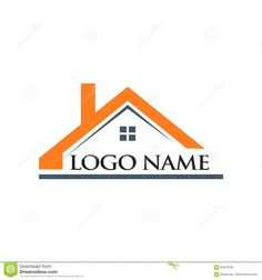 house logo design with roof and chimney on white background stock photo - image 34987