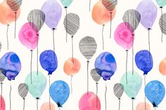 watercolor balloons on a white background