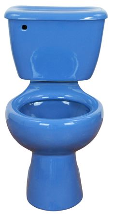 a blue toilet bowl with the lid up and seat down, on a white background