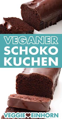 vegan chocolate schoko kuchen is cut in half and stacked on top of each other