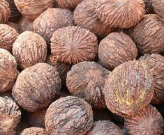 a pile of walnuts sitting on top of each other