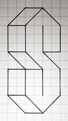 a black and white drawing of a number 3 on a sheet of paper with grids