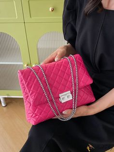 Bird in Bag - Glamorous PU Embroidered Diamond Pattern Chain Crossbody Bag, New for Summer Pink Quilted Evening Bag, Quilted Rectangular Party Bag, Party Rectangular Quilted Bag, Instagram Photo Frame, Diy Handbag, Pink Vibes, Chain Crossbody Bag, Bird In Bag, Bag Bag