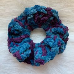 Bundle This Hair Scrunchie With Any Of The Other Scrunchies In My Closet And Ask Me To Send You An Offer To Get 2 For $20 With $4.99 Shipping. Not Sure How? Send Me A Note! This Handmade Hair Scrunchie Was Crocheted Using Velvet Yarn And Seamless Wrapped Hair Elastics. It Would Go Great With Denim! Scrunchie Is Crocheted Onto A Fabric Wrapped Hair Elastic As Shown In The Last Photo And Measure Approximately 5” Across In Diameter. Wrapped Hair, Loopy Yarn, Blue Flower Crown, Yoga Hair, Velvet Yarn, Spring Roses, Hair Elastic, Rainbow Gemstones, Pearl Hair Clip