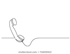 a line drawing of an office phone on the wall with one cord attached to it