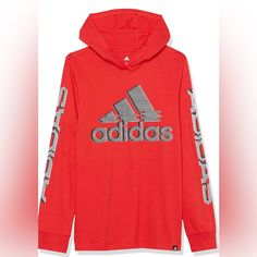 New Beautiful Adidas Boys' Long Sleeve Cotton Bos Logo Hooded T-Shirt Muff9 Adidas Store, Basketball Clothes, Hooded Tee, Boys Basketball, Red Adidas, Boys Long Sleeve, Adidas Logo, Sleeve Cotton, Kids Shirts