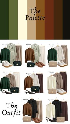 #fashion #trendy #aesthetic #outfits #ideas #color Fall 2024 Color Combinations, Brown And Dark Green Outfit, Colors Of 2025 Fashion, Fall Colour Palette Outfits, Brown With Green Outfits, Autumn Color Combinations Outfits, Warm Autumn Summer Capsule, Winter Colours Outfits, Deep Autumn Color Palette Outfits For Spring