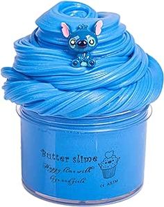 a blue cupcake in a plastic container