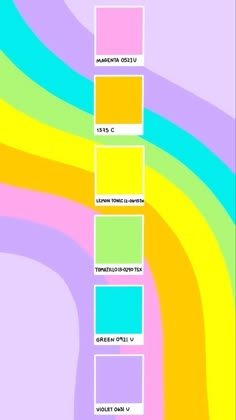 the color scheme for different colors in an art work, including yellow, green, blue, and pink