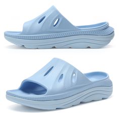 PRICES MAY VARY. Men and Women Sports Recovery Slides Sandals Professional Running Recovery Sandals 【Breathable & Non-Slip】: Sandals' sole is covered by slip-resistant patterns, increasing the friction so as to achieve a better non-slip. 【Arch Support Cloud Slippers】: Modeled the function of arch structure, there is a certain arc arch at the sandals arch, which can effectively fit the foot and relieve the tension. It helps to take the pressure off of your feet, giving support to the arch and fur Blue Breathable Slide Sandals, Blue Breathable Open Toe Sandals, Arch Structure, Cloud Slippers, Running Recovery, Recovery Sandals, Summer Slides, Sports Recovery, Comfort Women