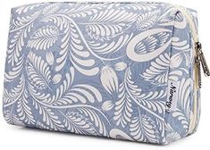 Large Makeup Bag Zipper Pouch Travel Cosmetic Organizer for Women and Girls (Large, Blue Leaf) Travel Cosmetic Bag Organizers, Large Makeup Bag, Travel Size Toiletries, Hanging Toiletry Bag, Small Makeup Bag, Medicine Bag, Blue Leaves, Cosmetic Organizer, Pencil Bags