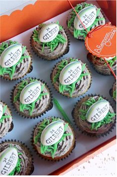 Box of Rugby Ball Cupcakes Rugby Cupcakes, Tournament Food, Ball Cupcakes, Sports Snacks, Twins Party, Sports Banquet